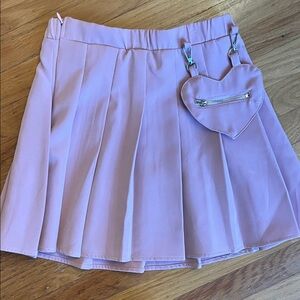 SHEIN Light Pink Mini Skirt with Heart Accent